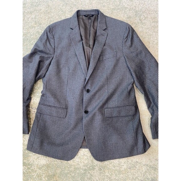 BANANA REPUBLIC Mens Gray Pin Stripe Slim Sport Coat Blazer 44R Wool Super 110s - Picture 1 of 10